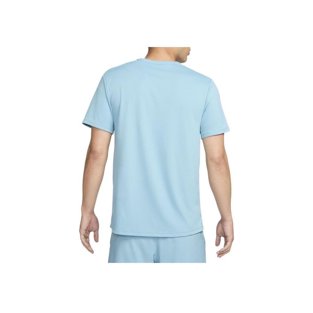 Nike Dri-Fit UV Logo Print Round Neck Solid Color Comfortable Casual Breathable Short Sleeve T-Shirt Men Tops Sky-Blue DV9316-464