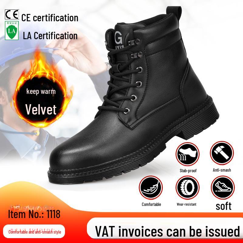 Durable High-Top Safety Shoes: Puncture-Resistant, Anti-Smash, Steel-Toe, Wear-Resistant Winter Protection