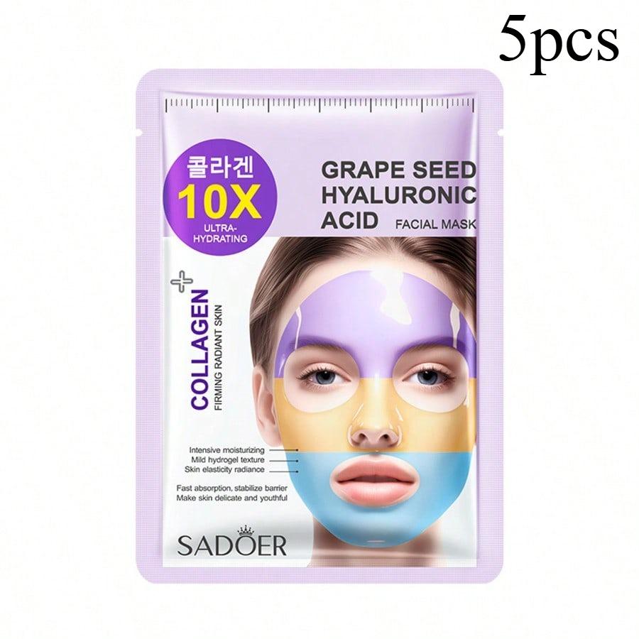 Collagen Grape Seed Hyaluronic Acid Tri-color Face Mask Hydrating Anti-Aging Brightening Skin Care