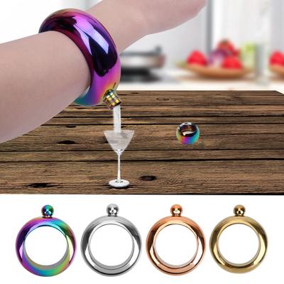 HILIFE Braccialetto rotondo elegante per fiaschetta, elegante braccialetto per bottiglia di vino, fiaschetta in acciaio inossidabile da 3,5 once per whisky, vodka, alcol, accessori per bevande