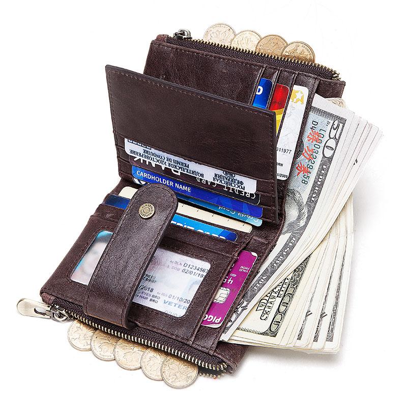 HUMERPAUL Мужские кошельки из натуральной кожи RFID Тонкий двойной засов Короткий мужской — фото 3