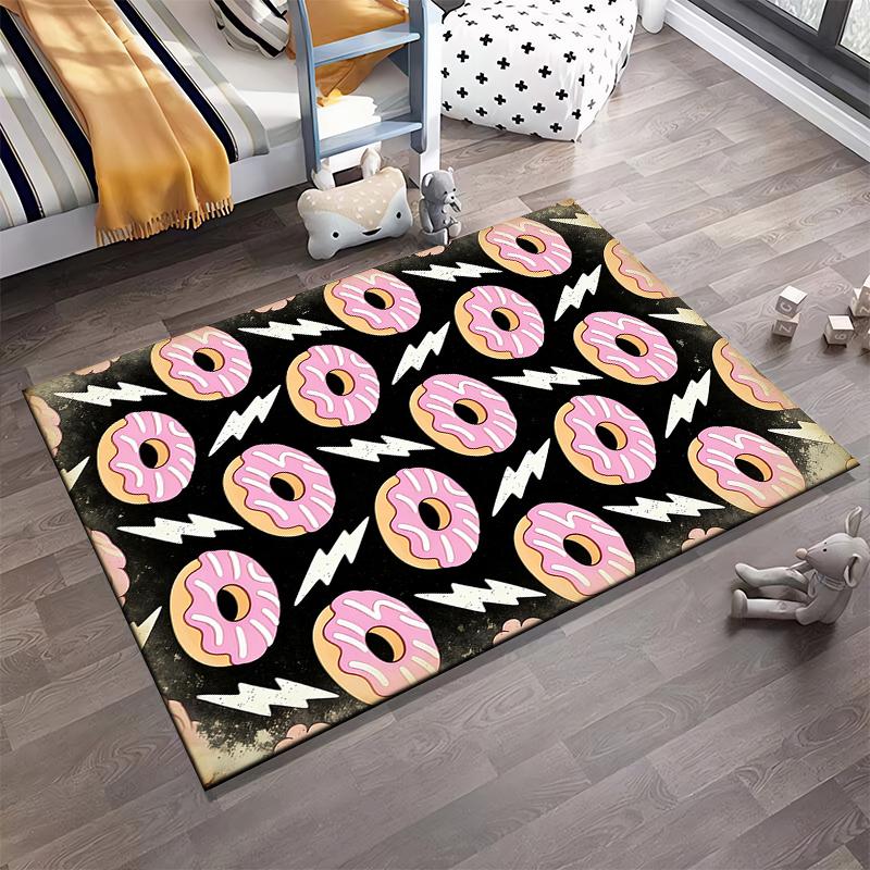Colorful Donut and Lightning Pattern Carpet for Living Room Decor Suitable for use as an anti-slip for living room bedroom sofas