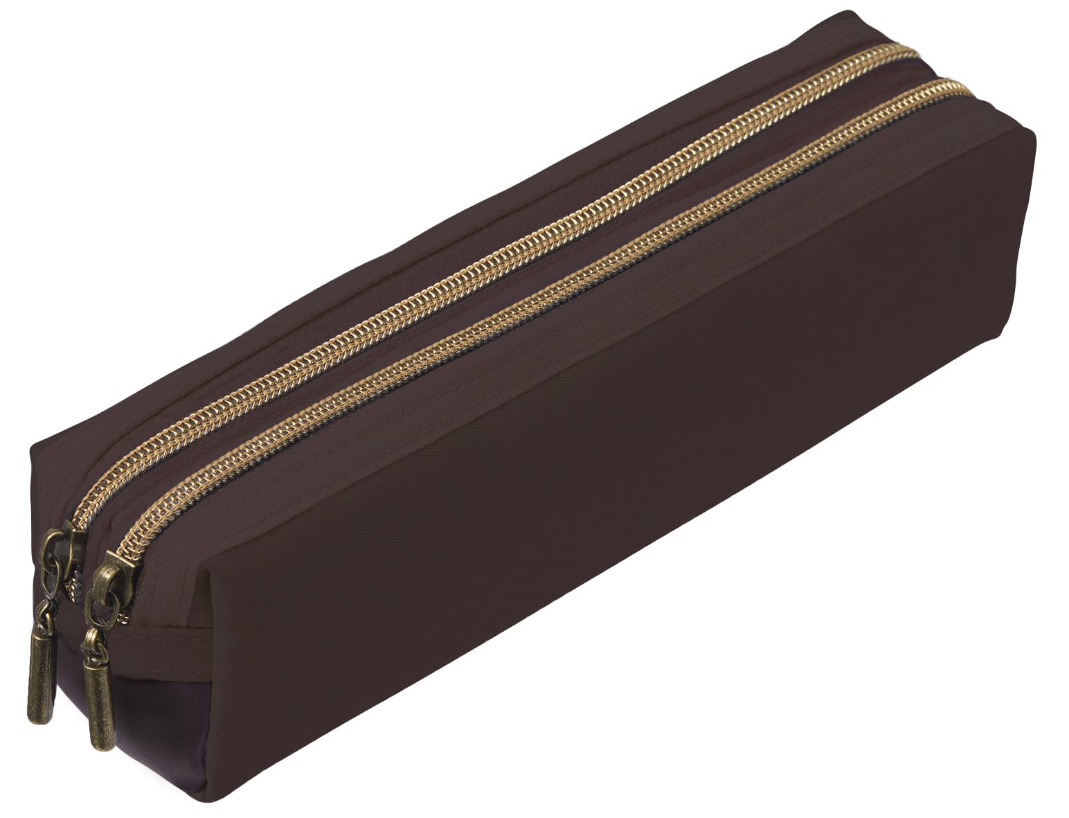 Raymay Fujii Pen Double Zipper Pen Luxe Dark Medium Size Case, Case, Color, Brown, (FY1334E)