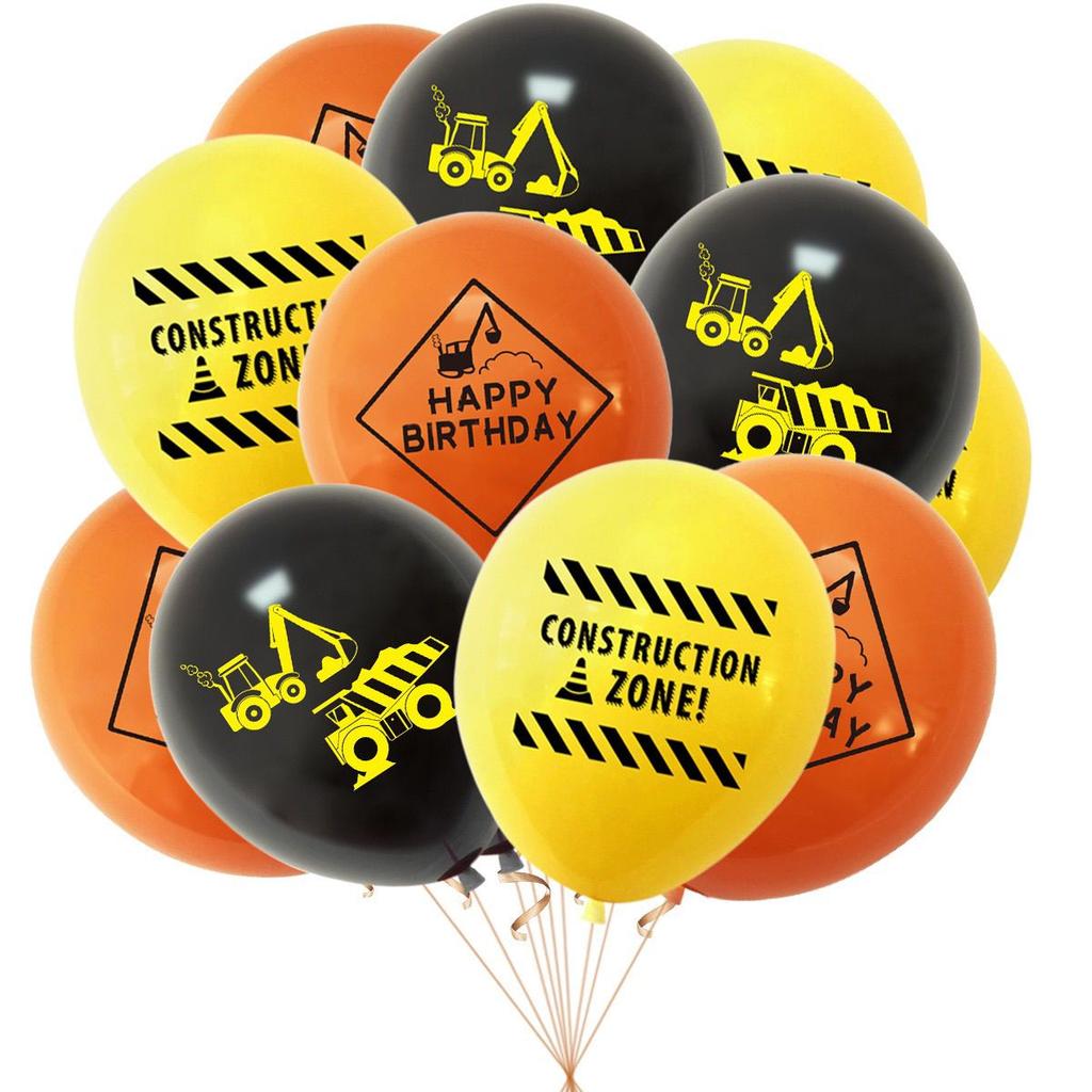 Construction Engineering Vehicle Theme Party Decoration Set, Children's Bulldozer, Birthday Banner, Cake Insert, Excavator Balloon Set