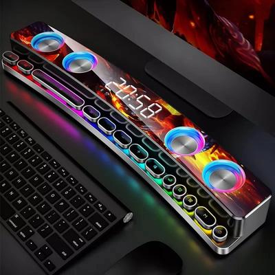 3600mAh BT Wireless Game Bluetooth Speaker Soundbar USB 3D Stereo Subwoofer AUX Home Indoor Sound Bar Computer Loudspeaker