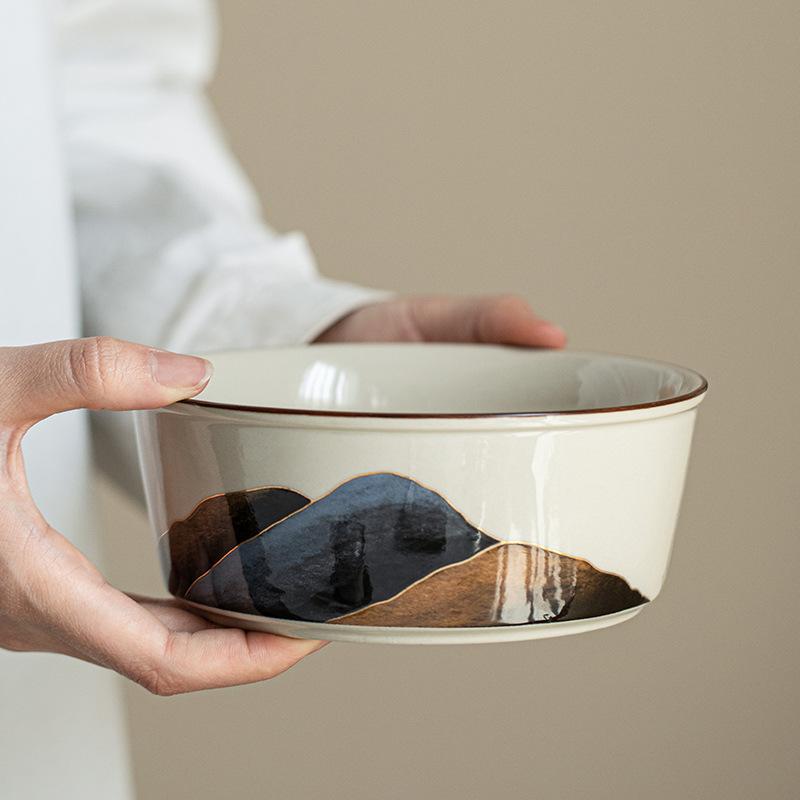 Mountains and rivers ceramic tea wash large washed teacup home office tea residue tank water tank kung fu tea ceremony accessories