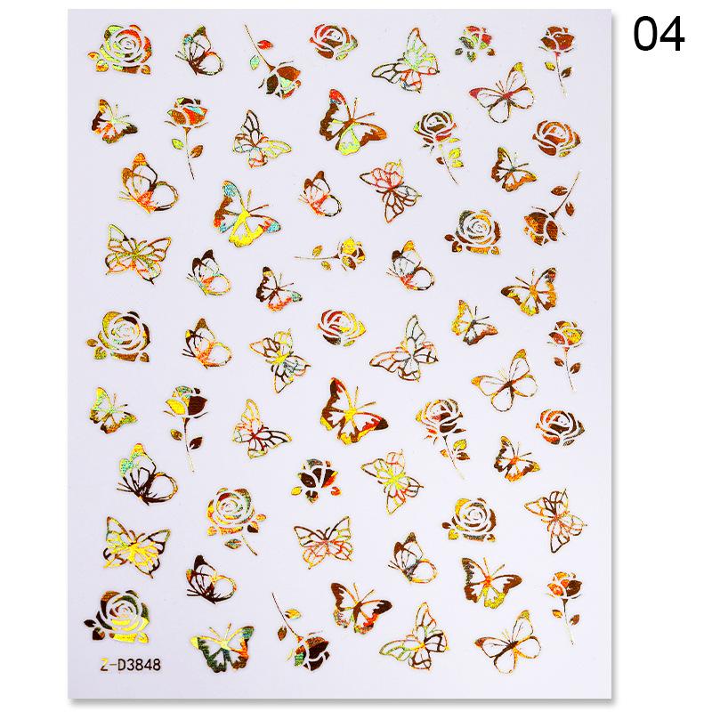 1pc 3D Nail Stickers Spring Summer Natural Flower Leaves Simulation Dried Flower Dragonfly Nail Applique Water Slides Decoration