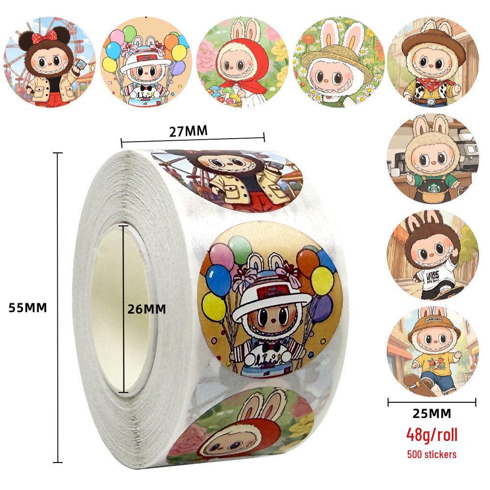 Мультяшные Аниме 500 Штук Вытяжные Рулонные Наклейки для Скрапбукинга и DIY Декора