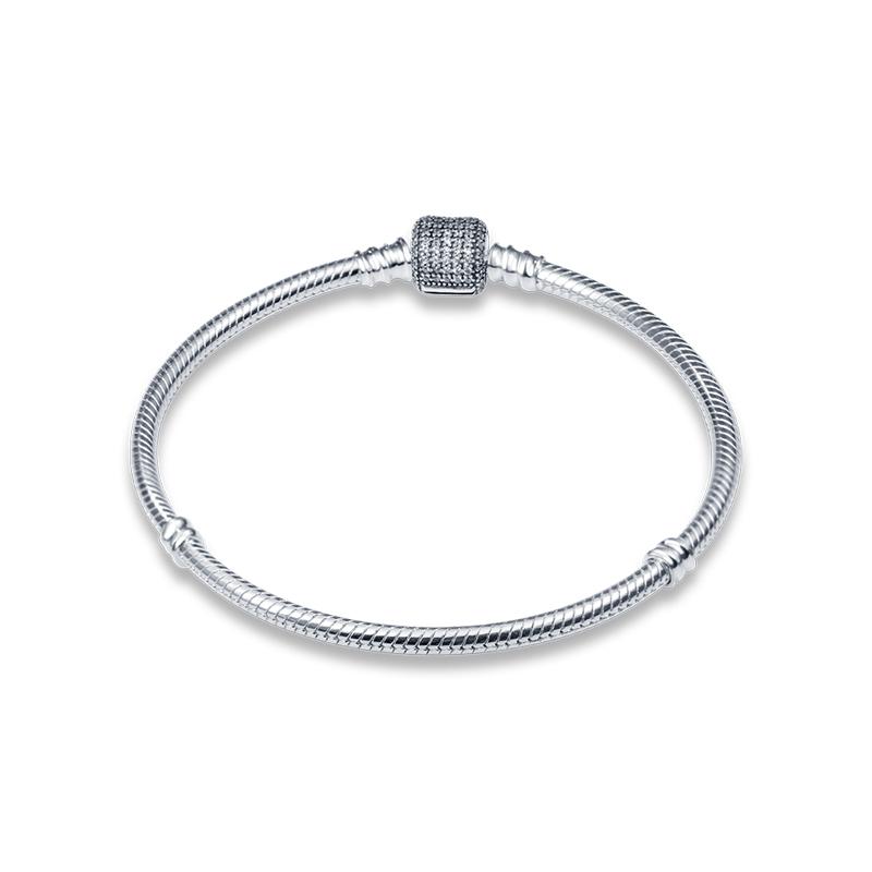 Nuevo en Plata de Ley 925 Original Pulsera de Cadena de Serpiente Se Adapta a Cuentas de Charms Originales de 3 mm Para Mujeres Pulseras de Corazón Joyería Regalos