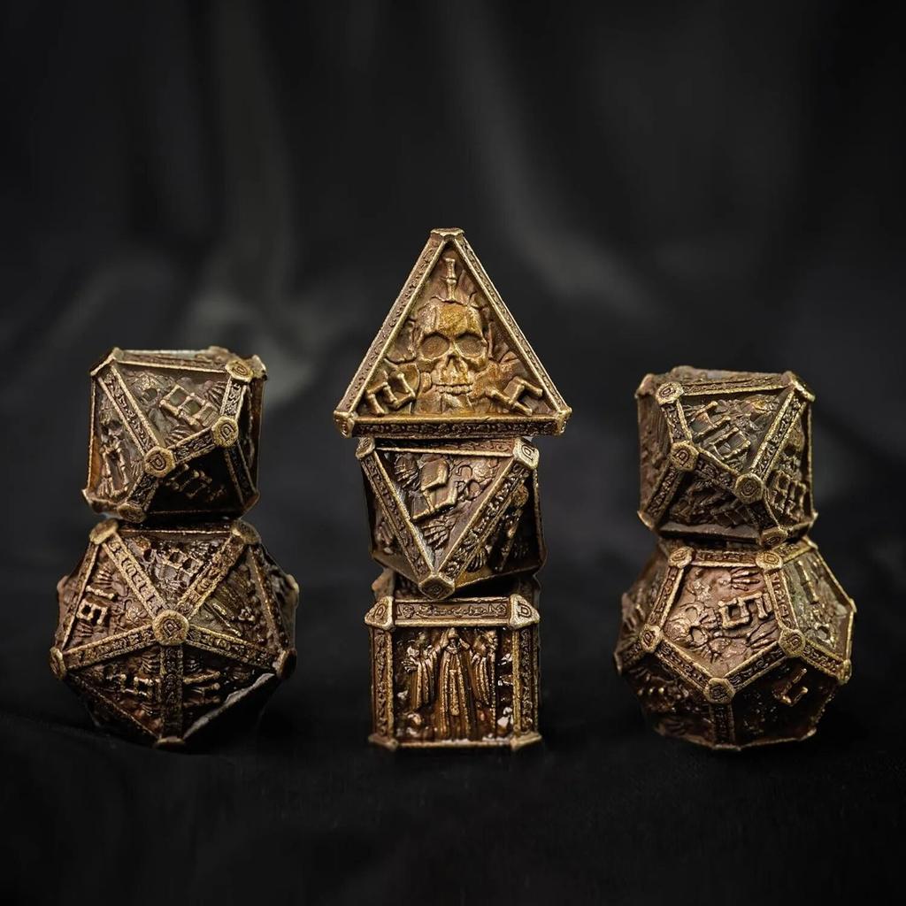 Undead Dice Set Skeleton Head Solid Metal for DND TRPG, Pathfinder, Tabletop Games, TRPG Wizard Evil D20 D12 D10 D8 D6 D4