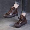 Krátké kozačky z retro pravé kůže Ploché dámské boty Martin Boots s tlustou podrážkou