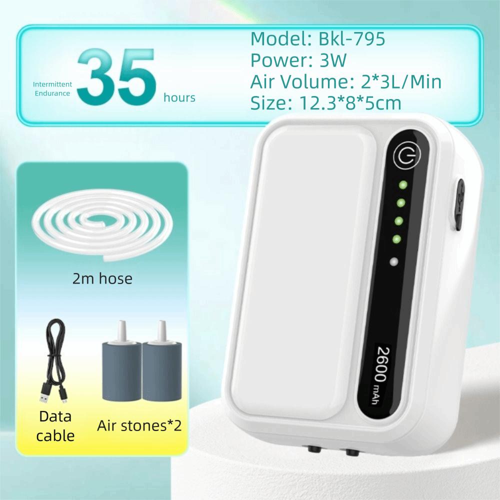 1/2 Dírka Akvarijní Kyslíková Vzduchová Pumpa Nízká Hlučnost Ultra Tichá Rybí Vzduchová Pumpa USB Dobíjecí AC/DC Akvarijní Kyslíková Pumpa