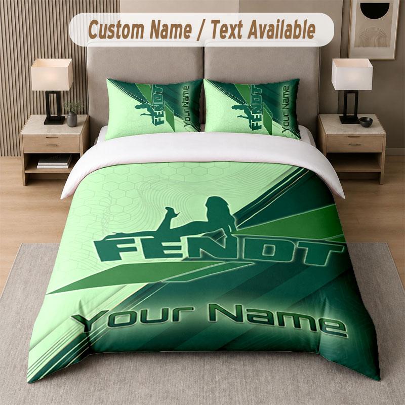 Set Biancheria da Letto Personalizzato Fendt, Stampa Nome Testo 1 Copripiumino più 2 Federe Tessile per la Casa