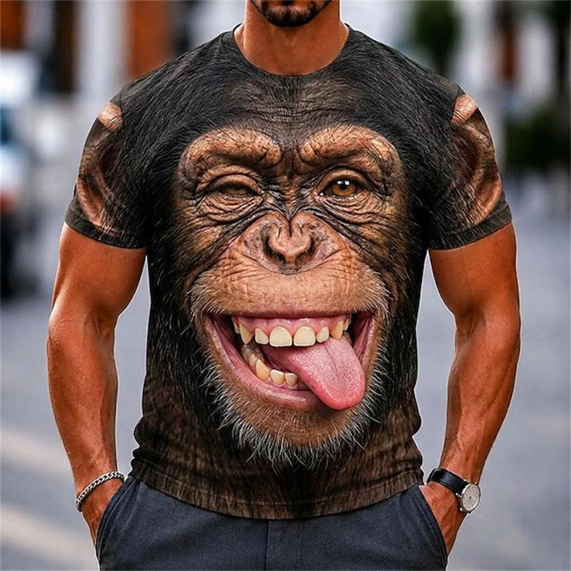 Men's 3D Pattern T-shirt - 3D Embroidery Design Round Neck Short Sleeve Loose Large Size Summer Men's Clothing
