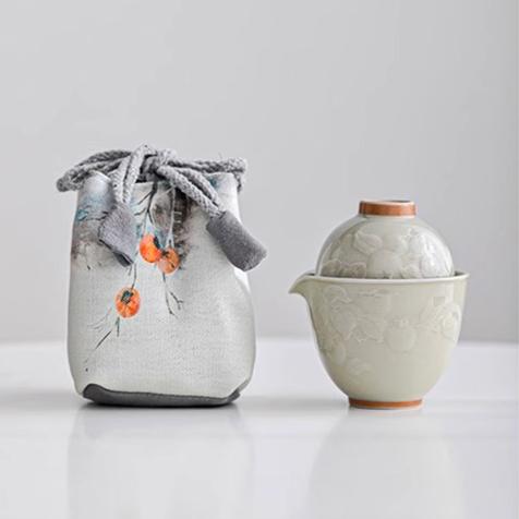 Persimmon Ruyi Travel Tea Set Kuaike Cup Teapot Portable One Pot Two Cups Single Kung Fu Tea Cup Personal Special