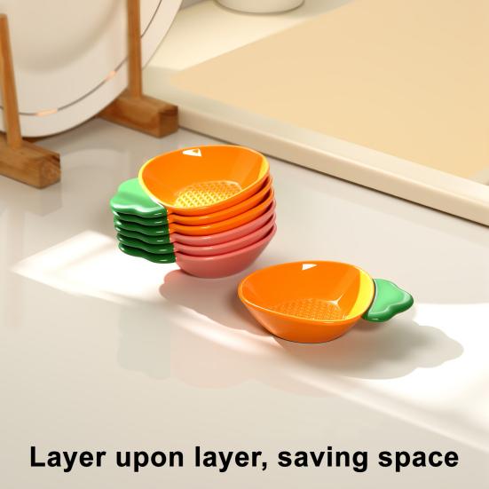 Ceramic Ginger Garlic Grater Dish Dipping Sauce Bowl 2-in-1 Mincer for Ginger Garlic Wasabi Dishwasher Safe Cute Carrot Shaped Sauce Dish for Sushi