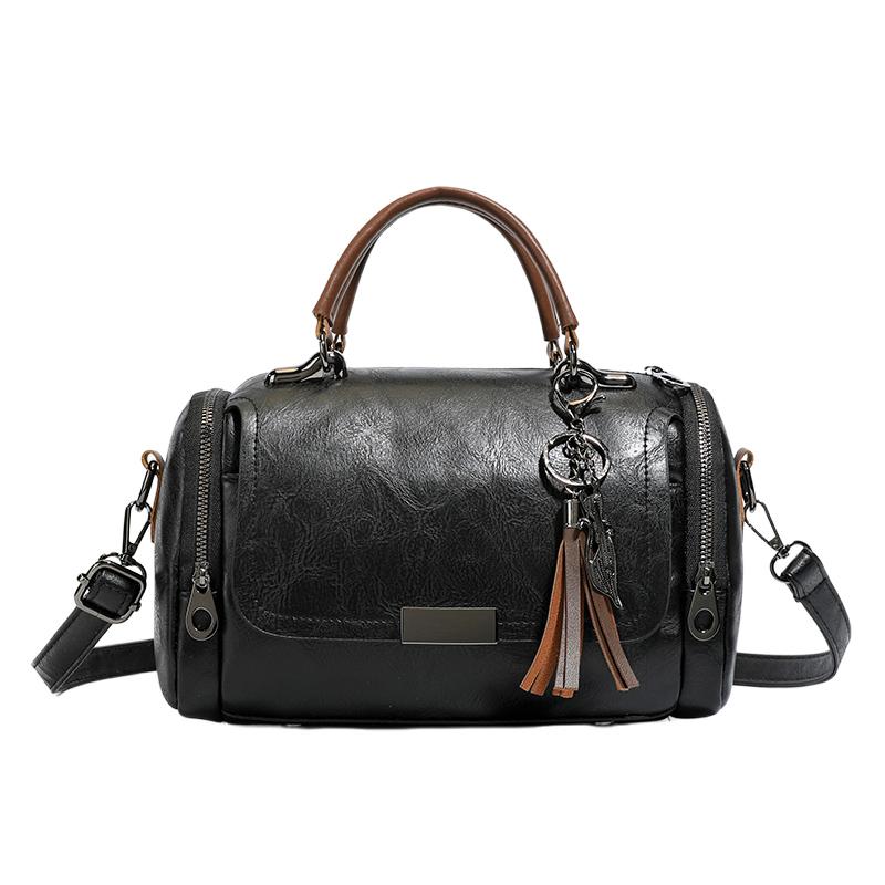 

Tassel Decor Women s Large Capacity Shoulder Bags Fashi Zipper Crossbody Bag With Removable Strap Bost Handbag Sac A Main чёрный