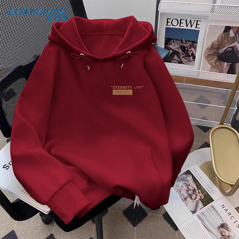 JEANSWEST Women's Oversized Solid Hooded Sweatshirt