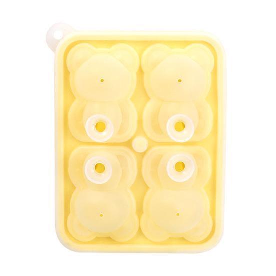 Bear-Shaped Ice Cube Tray Easy-Release Silicone Ice Mold for Freezer Cute Animal Ice Maker for Cocktails Coffee Summer Kitchen Tool жёлтый