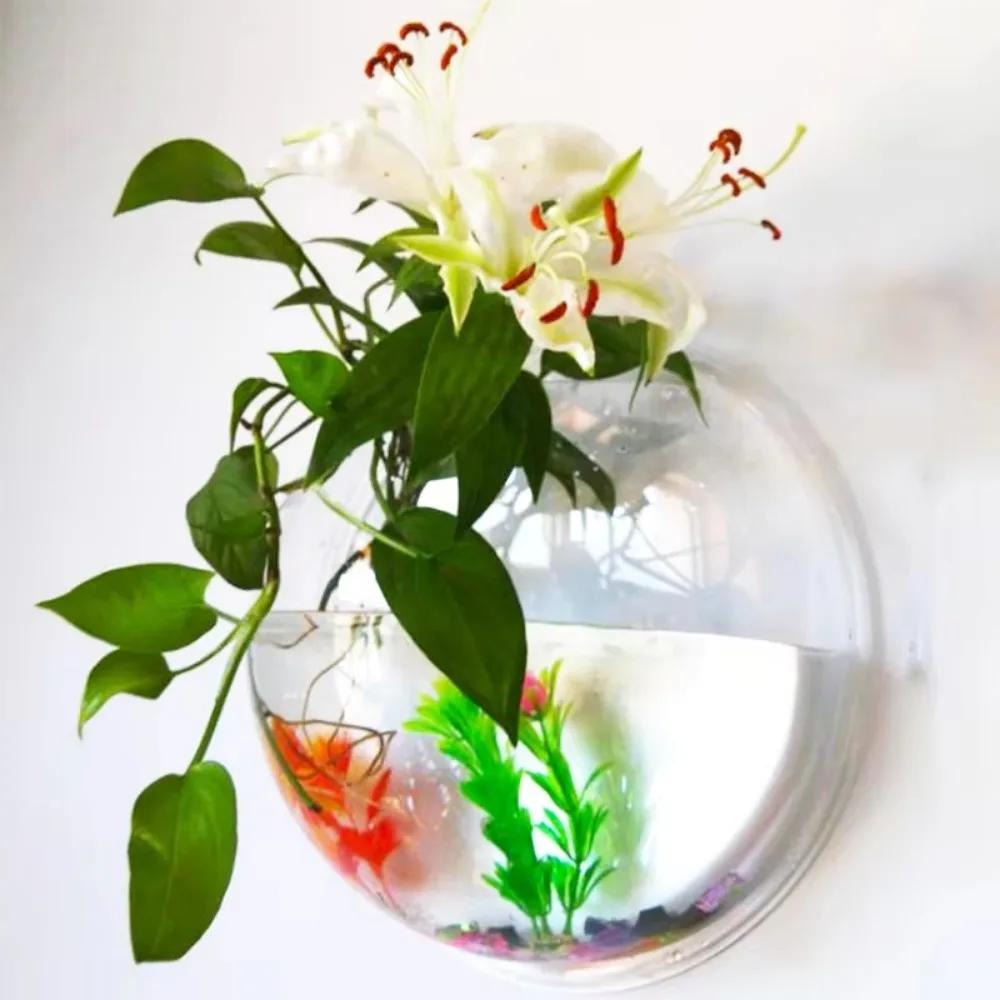Acrylic Fish Bowl Wall Hanging Aquarium Tank Aquatic Pet Supplies Pet Products Wall Mount Fish Tank for Betta&Display Fish