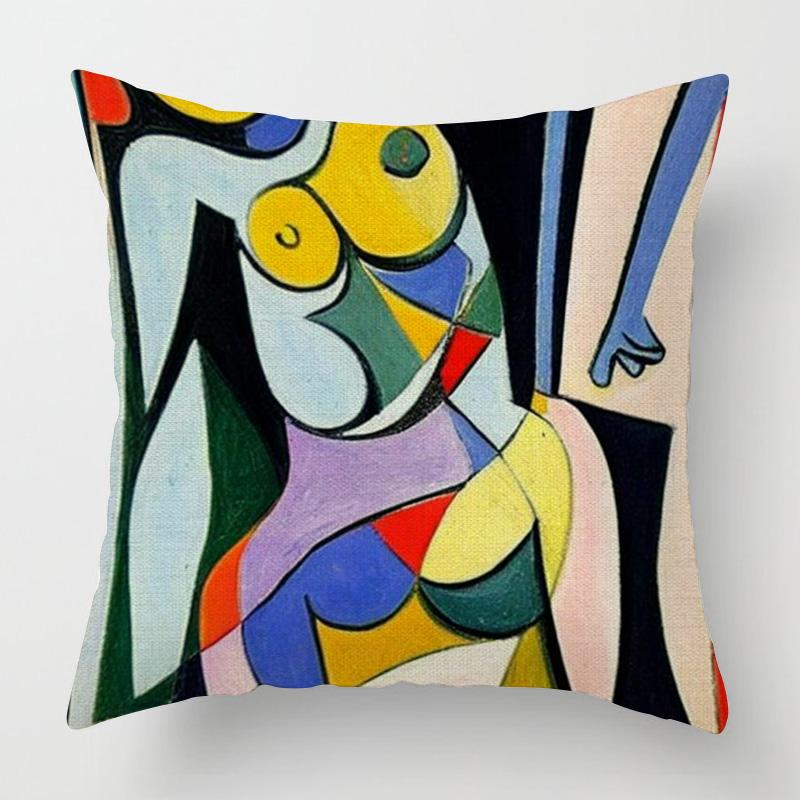 Modern figure illustration cushion cover living room cafe sofa pillow cover 40x 40cm Nordic style bedroom decoration aesthetics
