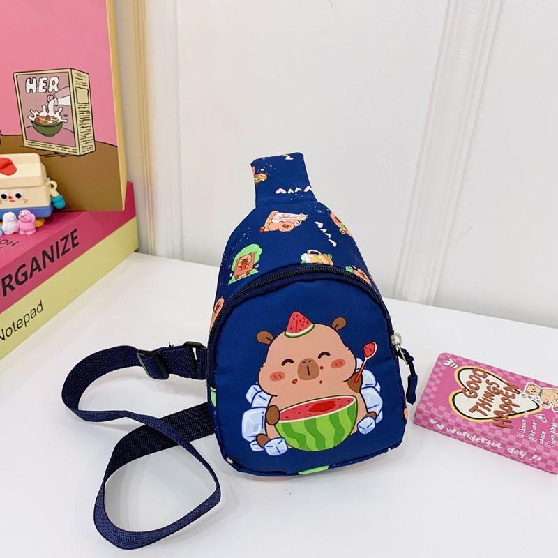 Capybara Cartoon Cute Shoulder Bag Breathable Fabric Toddlers Girl Travel Bags