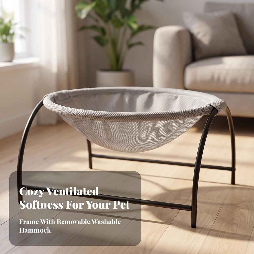 Cat Bed with Metal Stand Breathable Mesh Sling Long-Lasting for Indoor, Cats