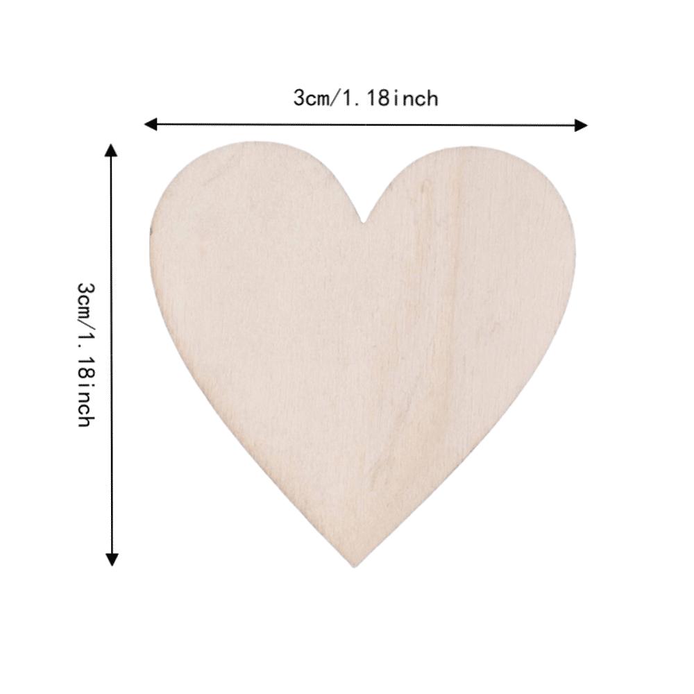 100 Pcs Heart Shaped Wooden Decoration Chips 3cm Size Wood Heart Cutouts  For Festival Decoration