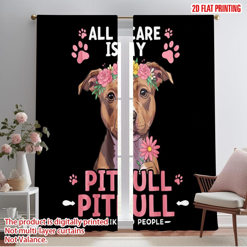 

2 шт. 2D плоская печать Драпировки Питбуль Цветочный Любитель собак Полиэстеровая ткань Без электричества Вечеринка по случаю дня рождения Идеально для вечеринок 52.50×116.00 CM 2pcs