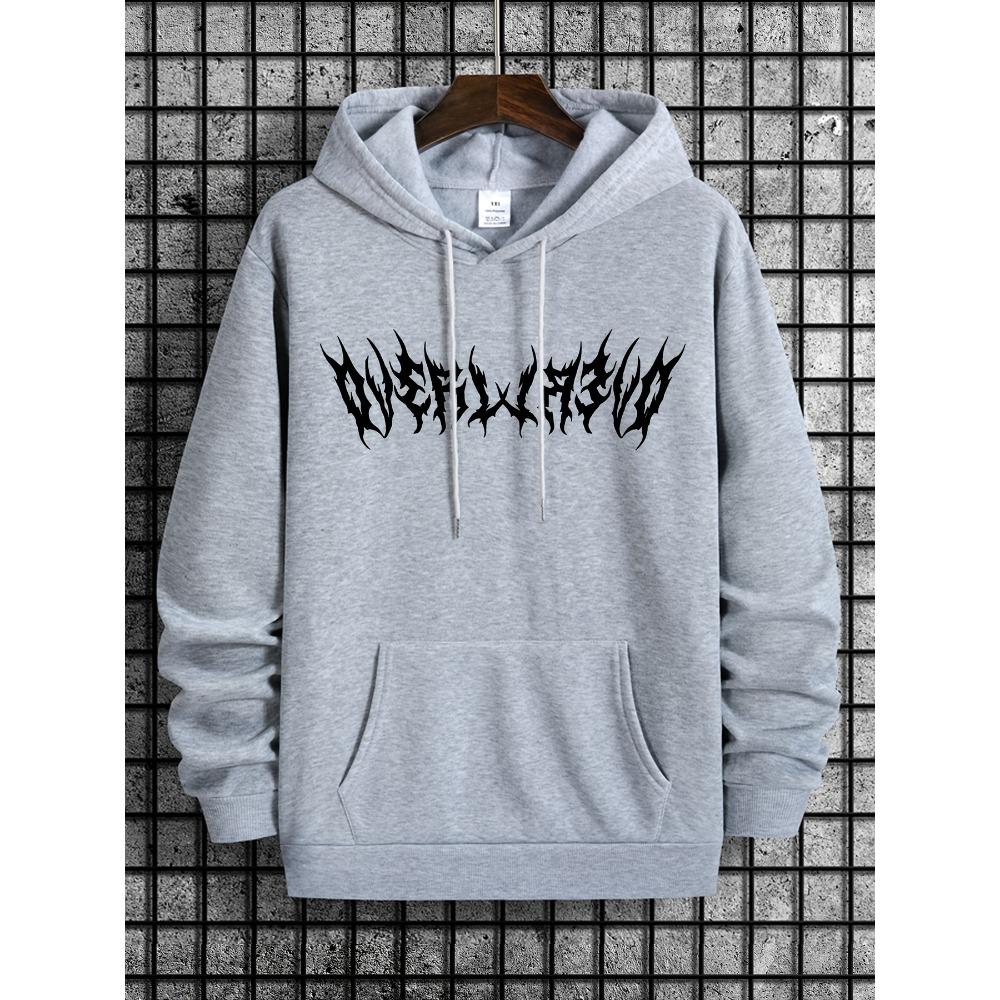 

Plus Size Men s Letter Print Long Sleeve Hoodies, Warm Drawstring Hooded Sweatshirt, Comfy Clothing For Autumn And Winter S