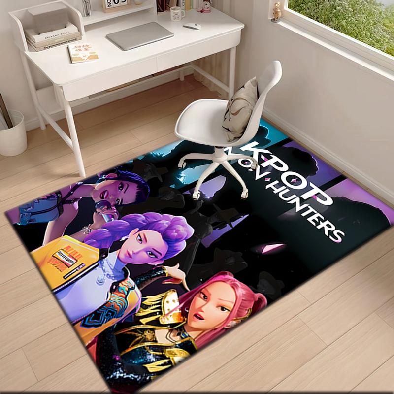 1pc K-Pop Devil Hunter Sweeps the Globe Carpet Rug for Living Room Bedroom Home Sofa Decoration,Kids play Non-slip Floor Mat