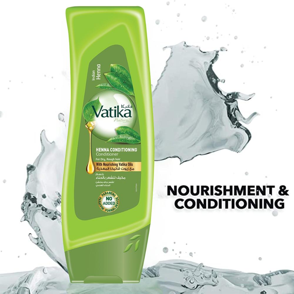 For Dry and Rough Hair Conditioner with Indian Henna Vatika Oils Dabur UAE, India | Natural & Herbal Conditioning Solution | Smoothens & Adds Shine |
