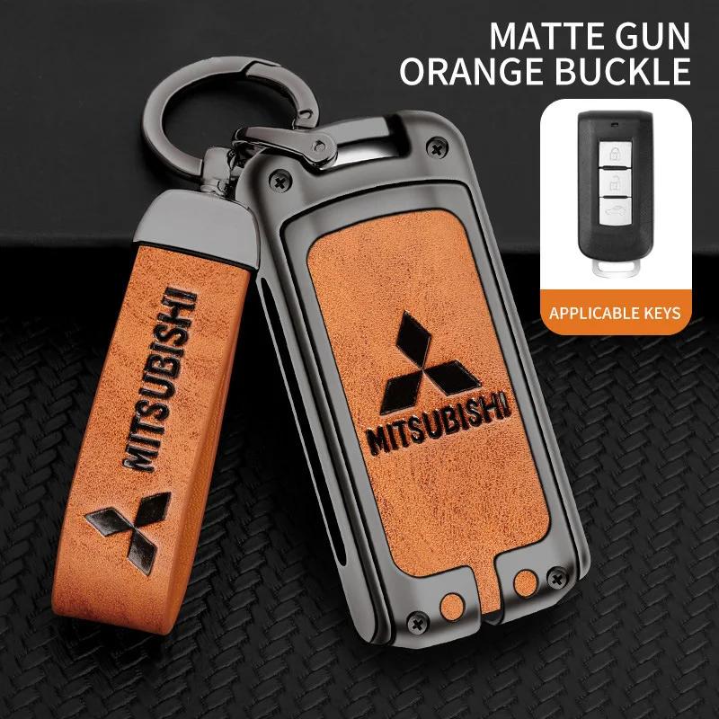 For Mitsubishi Xpander Outlander ASX Pajero Eclipse Cross Montero Zinc Alloy Leather Car Remote Key Case Cover Shell Accessories