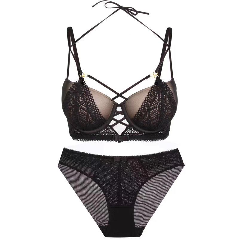Sexy Lace Push-Up Bra Set with Strap Design for Enhanced Look