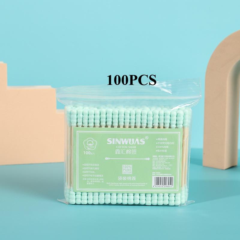 100Pcs Colored Cotton Double Head Spiral Cotton Swab,Beautiful and Easy To Use, Used for Daily Cleaning Care, and Makeup Removal
