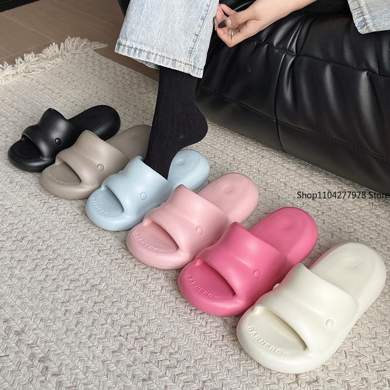 Fashion Women's Summer Slippers High-heeled Home Non Slip Sandals EVA Breathable Basic Bathroom Soft Indoor Beach Casual Flip Flops