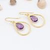 Solid 925 Sterling Silver Amethyst Gemstone Women Dangle Drop Earrings Yellow Gold Earrings Dainty Earrings