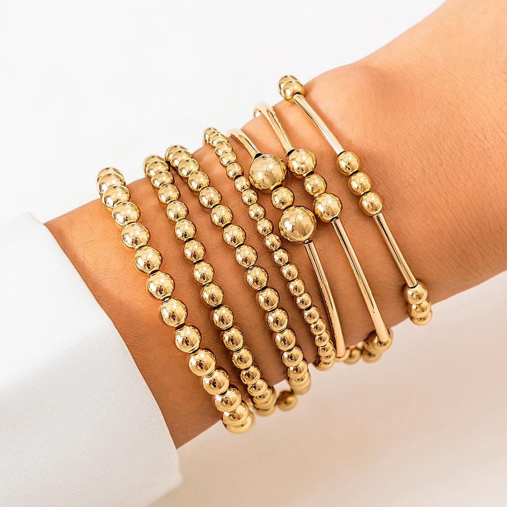 Heart Pendant Bead Stacking Bracelet Set Fashion Jewelry Minimalist Accessories Multi Layer Adjustable Bracelets for Women Girls Trend Charm Gift