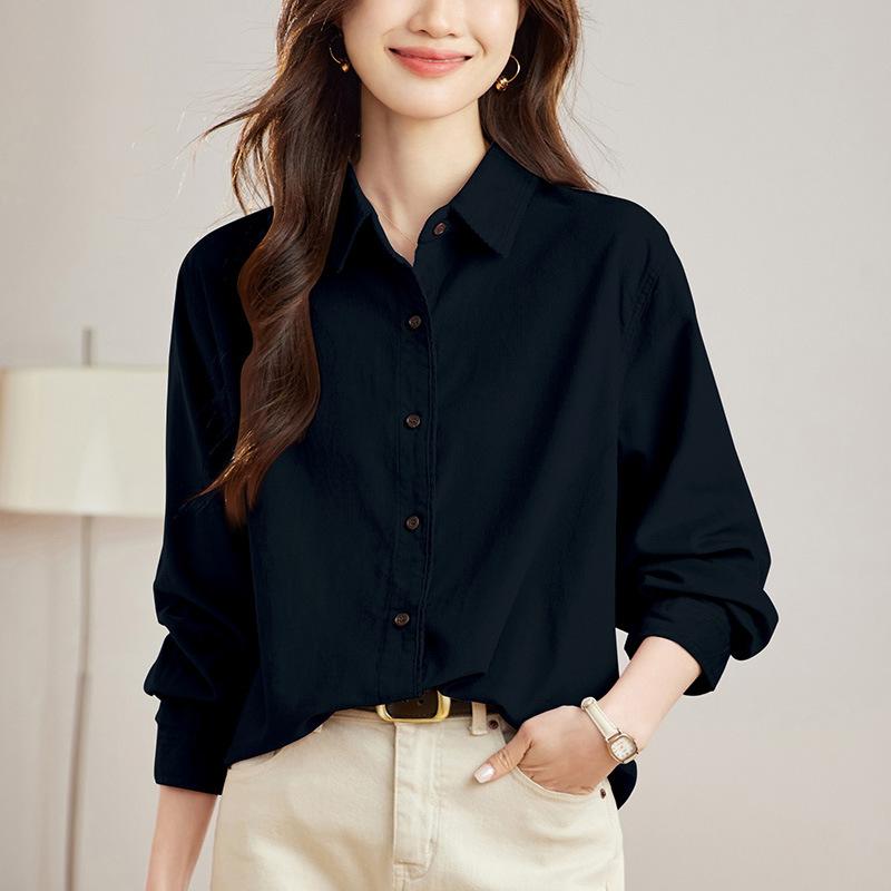 Corduroy Shirt Long-sleeved Spring Outfit New Simple Commuting Top Korean Women's Shirt
