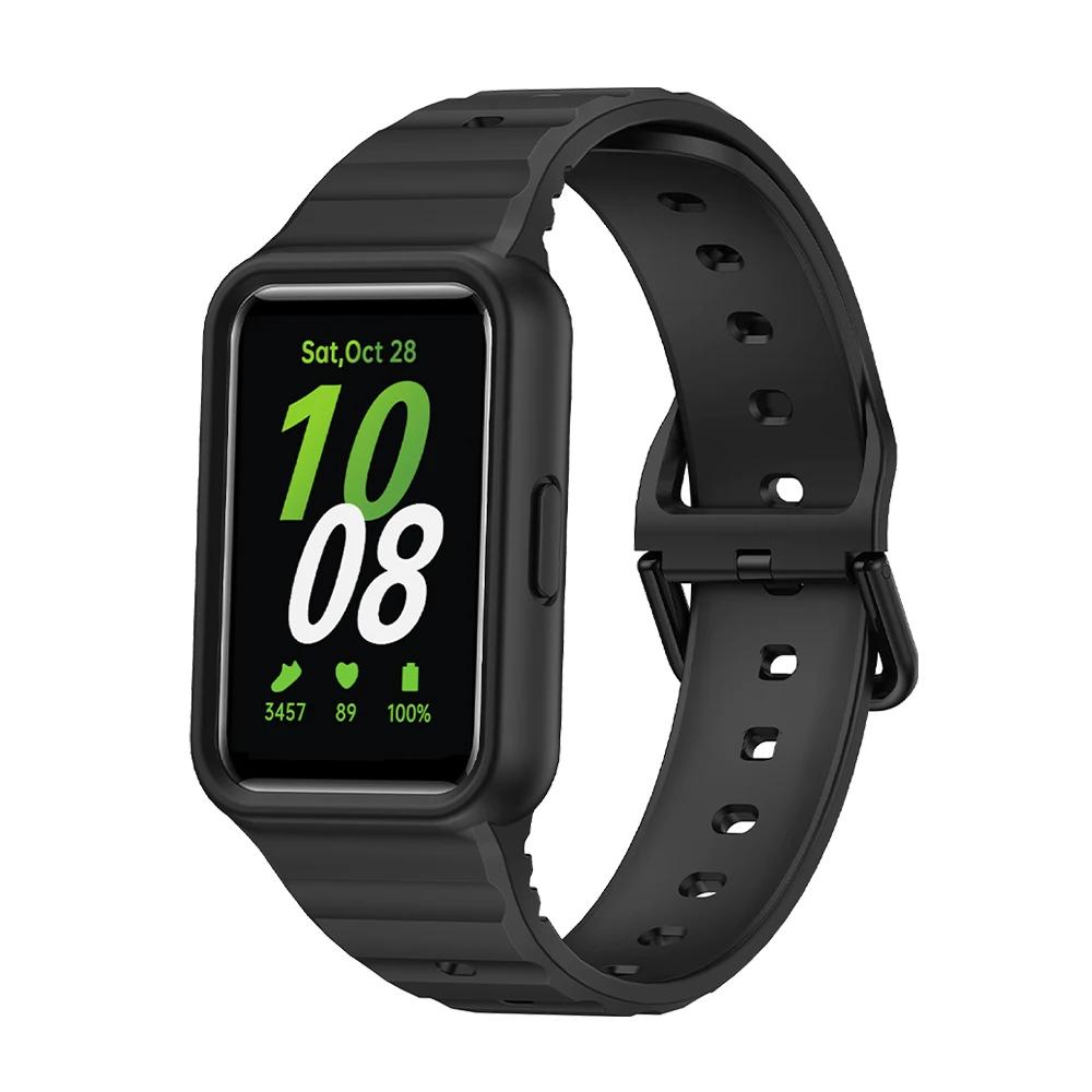 Bracelet+Boîtier en Silicone pour Montre Connectée Samsung Galaxy Fit 3 Coque de Protection de Rechange Couvercle pour Samsung Galaxy Fit3 Accessoires de Bracelet