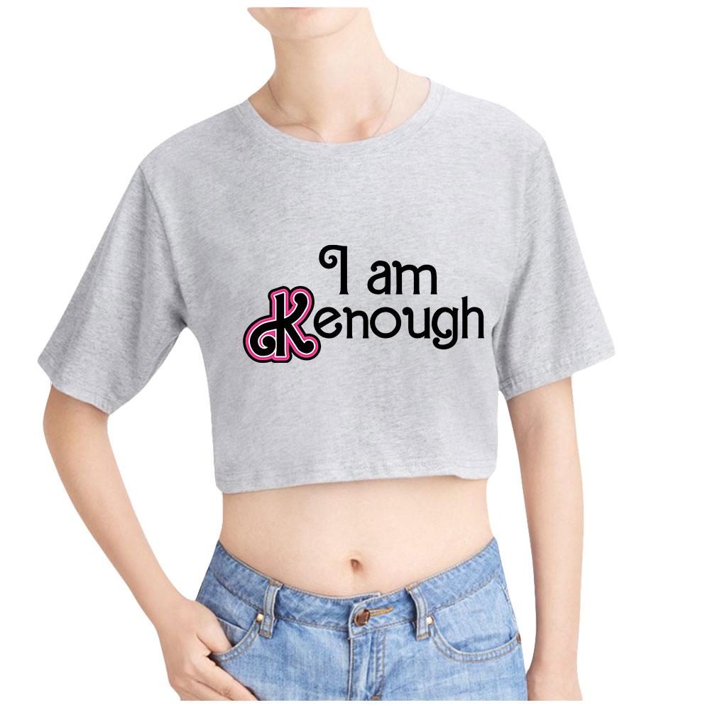 Fashion Women Casual I Am Kenough Print Short Sleeve Crop Top Funny Tee Shirts Hipster O-neck Cool Tops