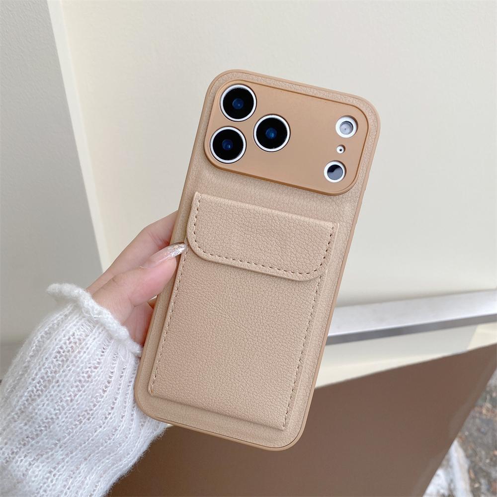 

Lychee Texture Leather Card Holder Wallet Case For iPhone 17 16 15 14 13 Pro Max Camera Lens Protection Shockproof Cover iPhone 15 Pro