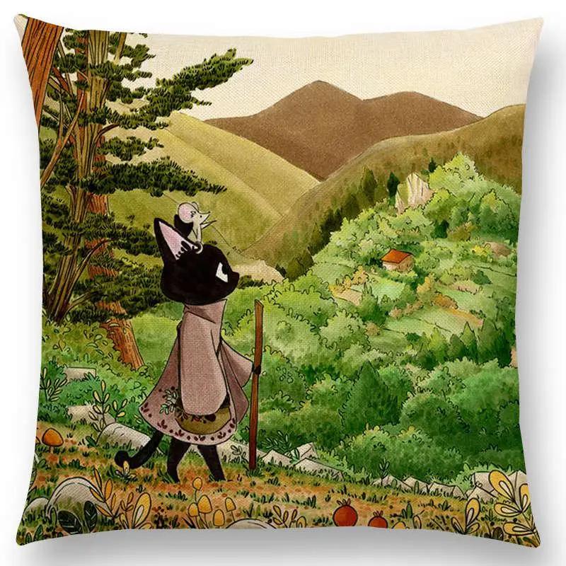 Newest Cute Cartoon Sofa Pillow Cover Black and White Cat Funny Fox Cushion Cover Throw pillowcase
