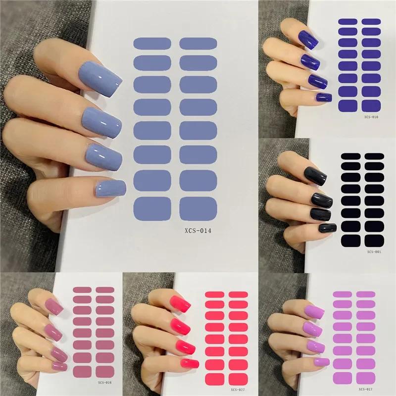 53 Colors Nail Polish Stickers Pure Strips Waterproof Adhesive Nail Full Sticker Environmental Protection DIY Nai Stickers
