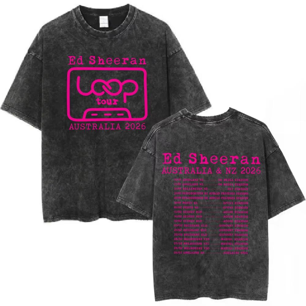 Ed Sheeran Loop Tour Australia and New Zealand Tour Merch Washed T Shirts Fans Gifts Men Women Fashion Cotton Cozy Tshirts