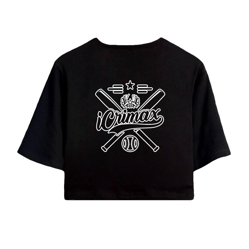 Summer Fashion Women's Sexy Icrimax Letter Print Short Sleeve Crop Top Funny Tee Shirts Hipster O-neck Cool Tops