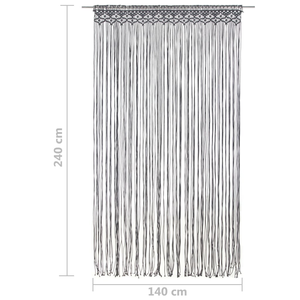 Macrame Curtain Anthracite 140 x 240 cm Cotton