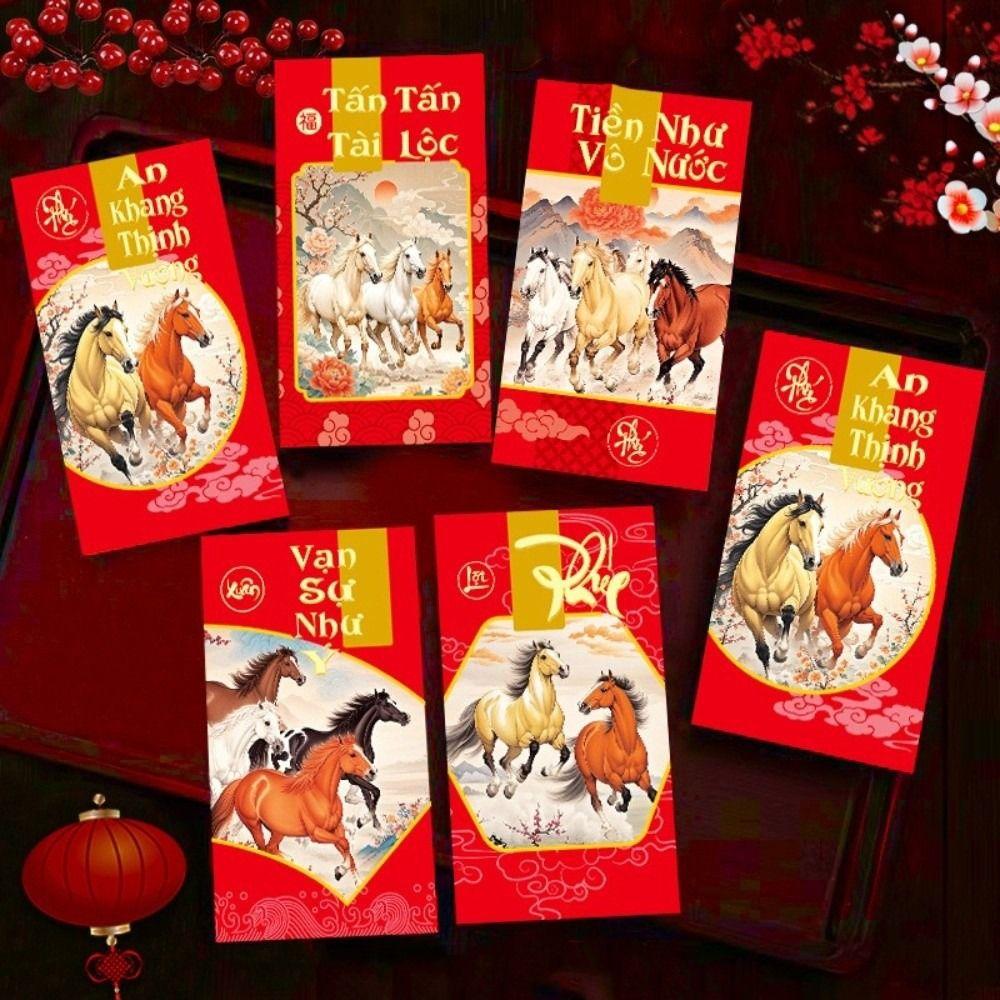 6 Stück Segens-Neujahrs-Geldumschlag Traditioneller Frühlingsfest-Roter Umschlag Festtagsgeschenke