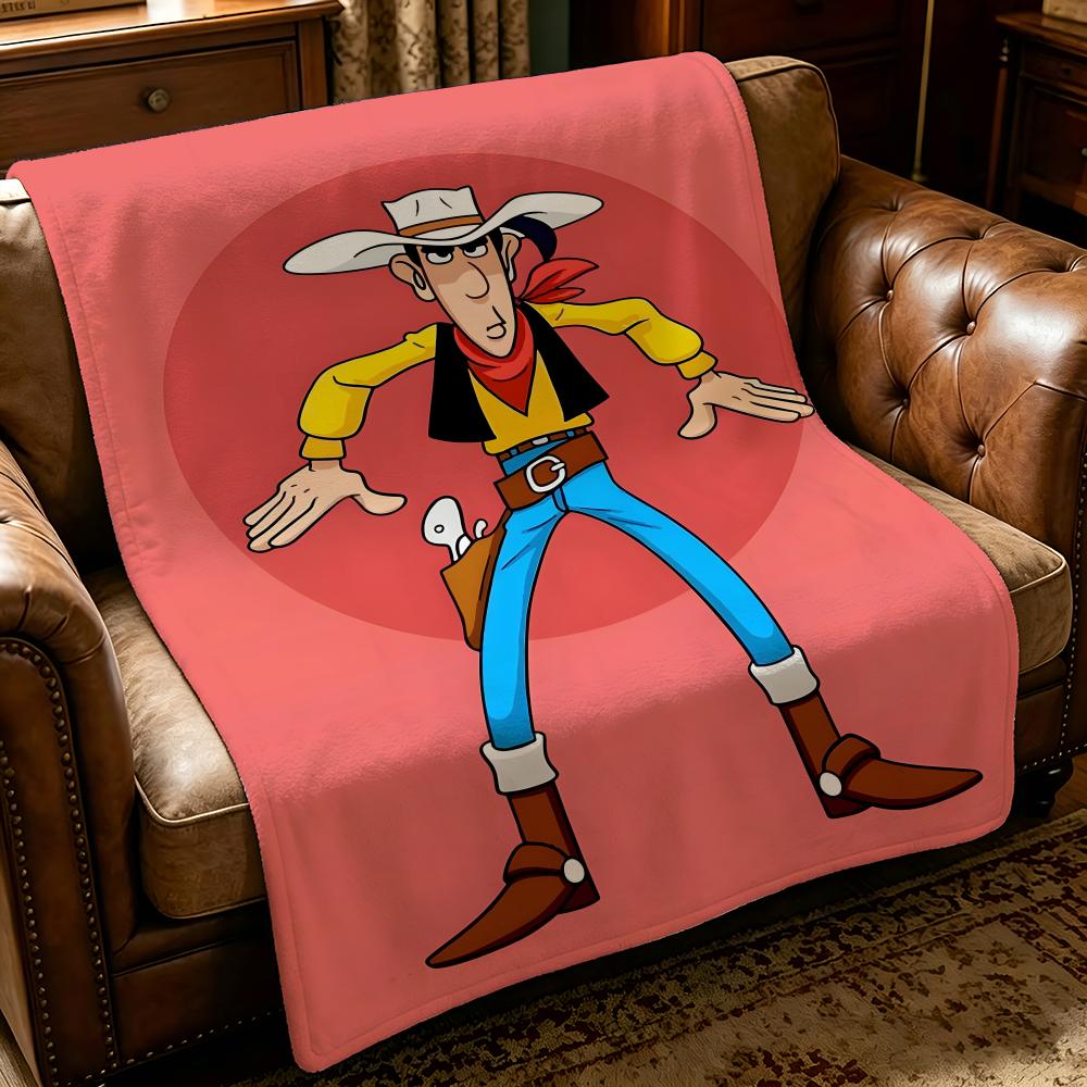 Cartoon L-Lucky Luke-e Throw Thick Comfort Flannel Quilt, Multi-scene Use Indoor Outdoor Daily Nap