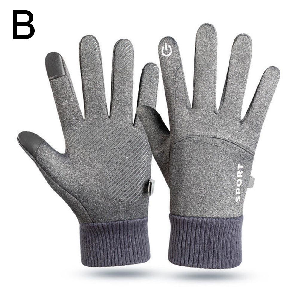 Autumn Winter Warm Men's Gloves Outdoor Cycling Sports Waterproof Touch Screen Glove For Men Women Plush Warm Slip-Proof Gloves